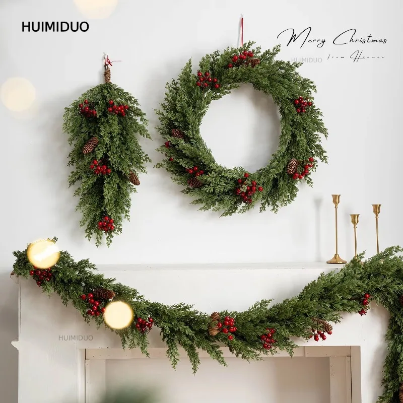 Hromeo Christmas PE Wreath Garland High Quality Decor for Wall Door Table Hanging Ornament