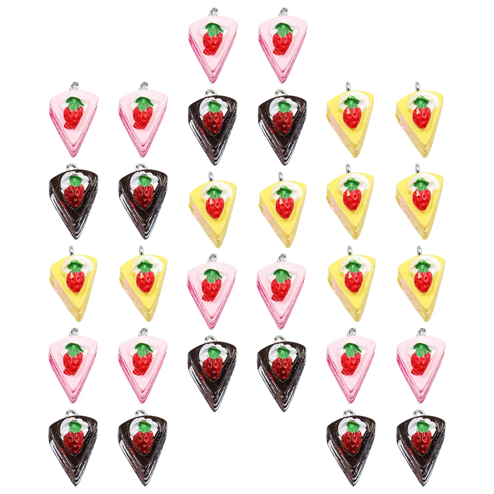 

30pcs Cake Pendant Accessories Yellow Pink Brown Necklace Earrings Keychain Charms Diy Jewelry Making Supplies Simulation