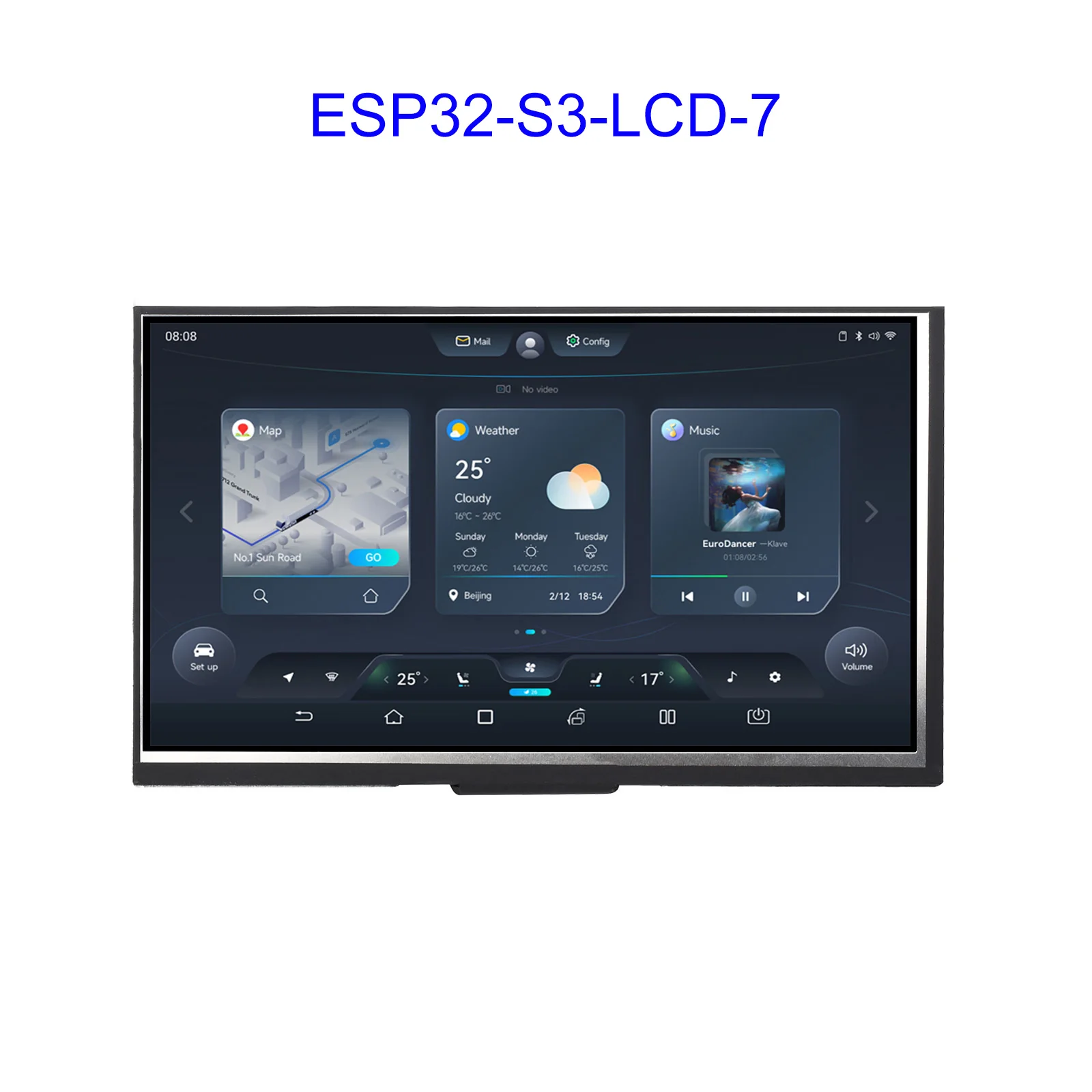 ESP32-S3 7inch Display Development Board, ESP32 LCD Screen Display 800x480 Pixels 2.4 GHz WiFi Bluetooth 5 32-bit LX7 Dual-core