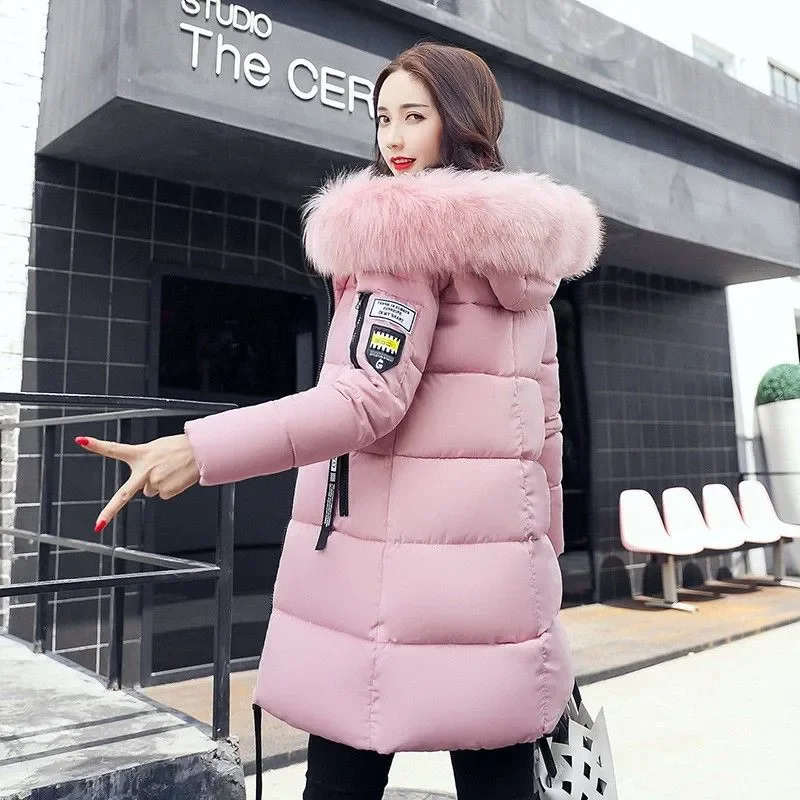 New 2026 Winter Thick Cotton Hooded Jacket Women's Casual Medium-Length Warm Parka Coat For Students Female Overcoat