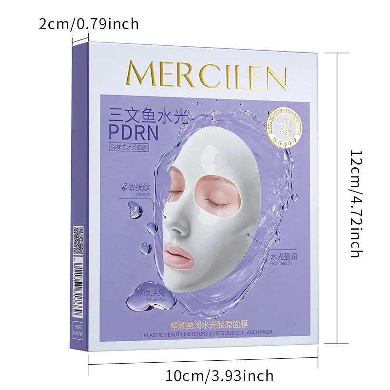 Mengxi Blue Hydrating Collagen Peel-Off Mask 6g*10 packs, contains collagen, niacinamide, and hyaluronic acid, forming a thin film upon application, hydrates and moisturizes, enhancing skin's elasticity and radiance, making the skin appear younger, suitable for all skin types, a portable skincare product for travel