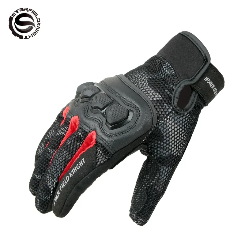 Starry Sky Knight Summer Carbon Fiber Motorcycle Gloves Men Touch Screen Racing Riding Protective Breathable Fall Resistant