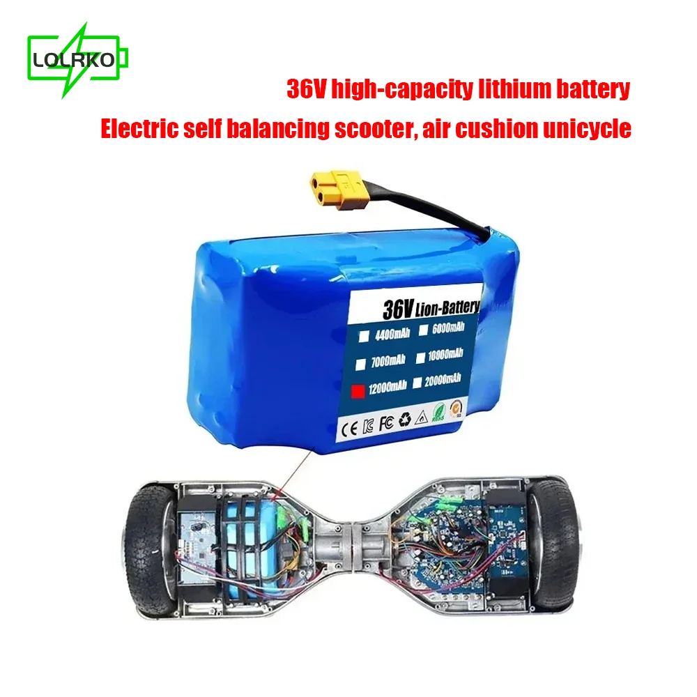 

Genuine 36V 12Ah 10s2p Battery Packs Rechargeable Lithium Ion Battery for Electric Self Balancing Scooter HoverBoard Unicycle