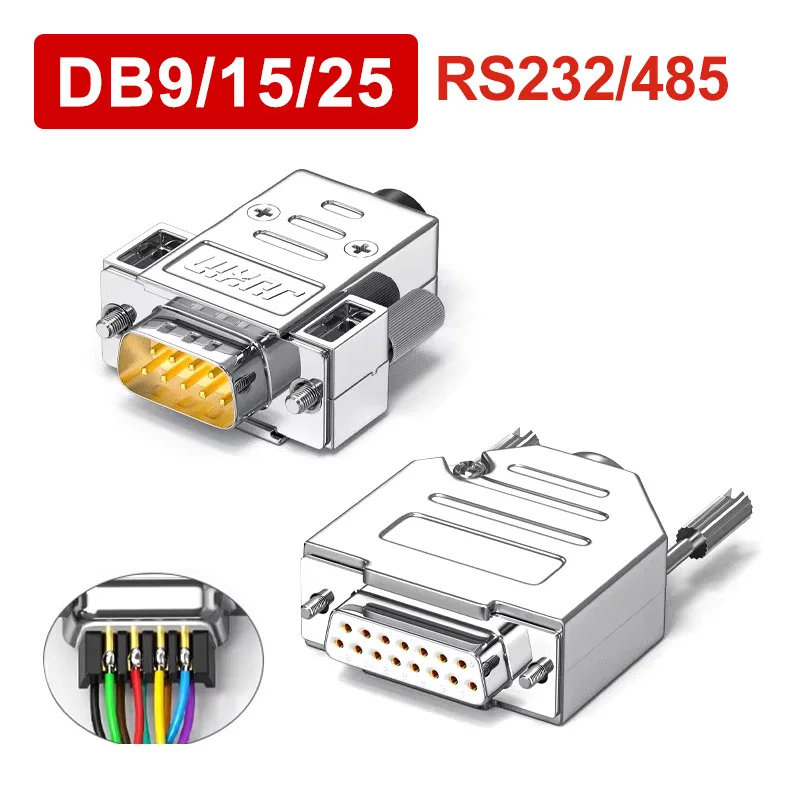 DB9 DB15 DB25 Solid Needle Serial Connector 5U Gold Plated Male Female Terminal Industrial Stainless Steel D-USB 9pin 25pin Plug