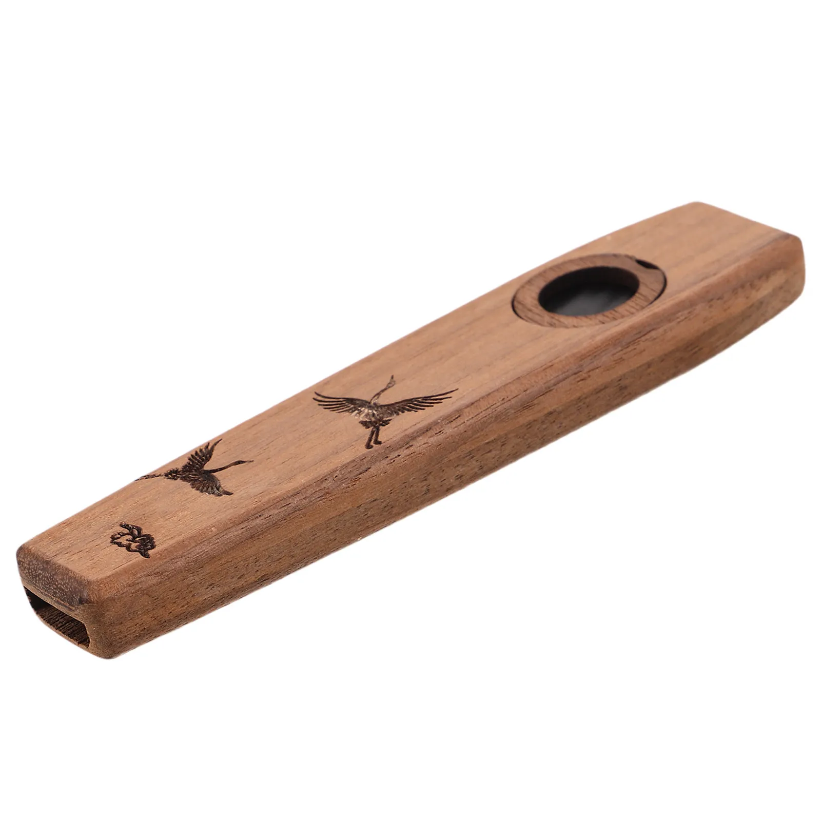 Solid Wood Kazoo Musical Instrument Sturdy Grade for Adults Beginners Classic Wooden Flute for Music Accompaniment