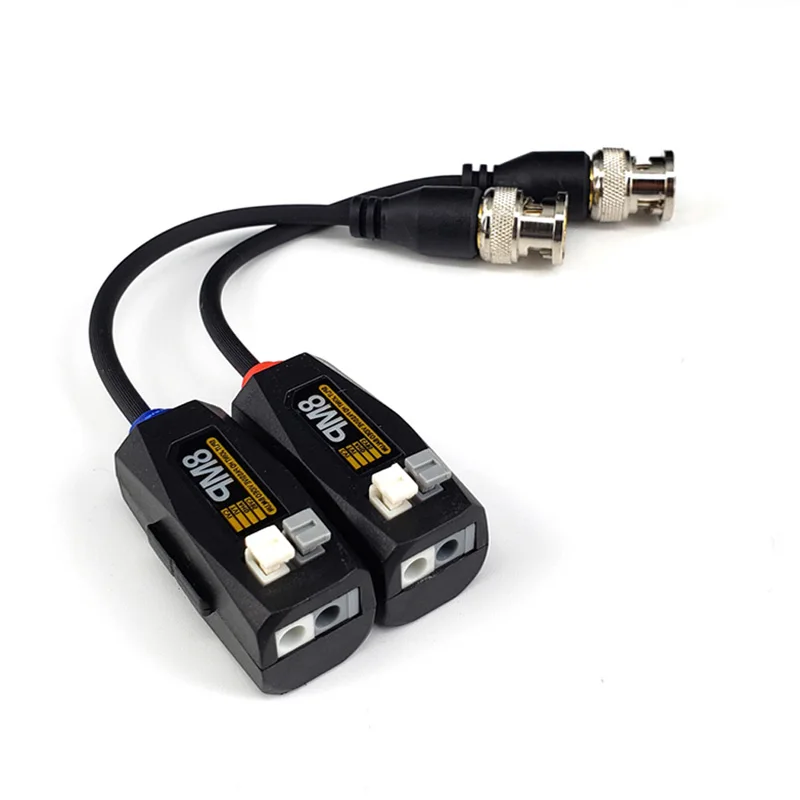 1Pairs HD Video Balun Lightning Protection Connector BNC to Twisted Pair Support 8MP AHD/CVI/TVI Camera