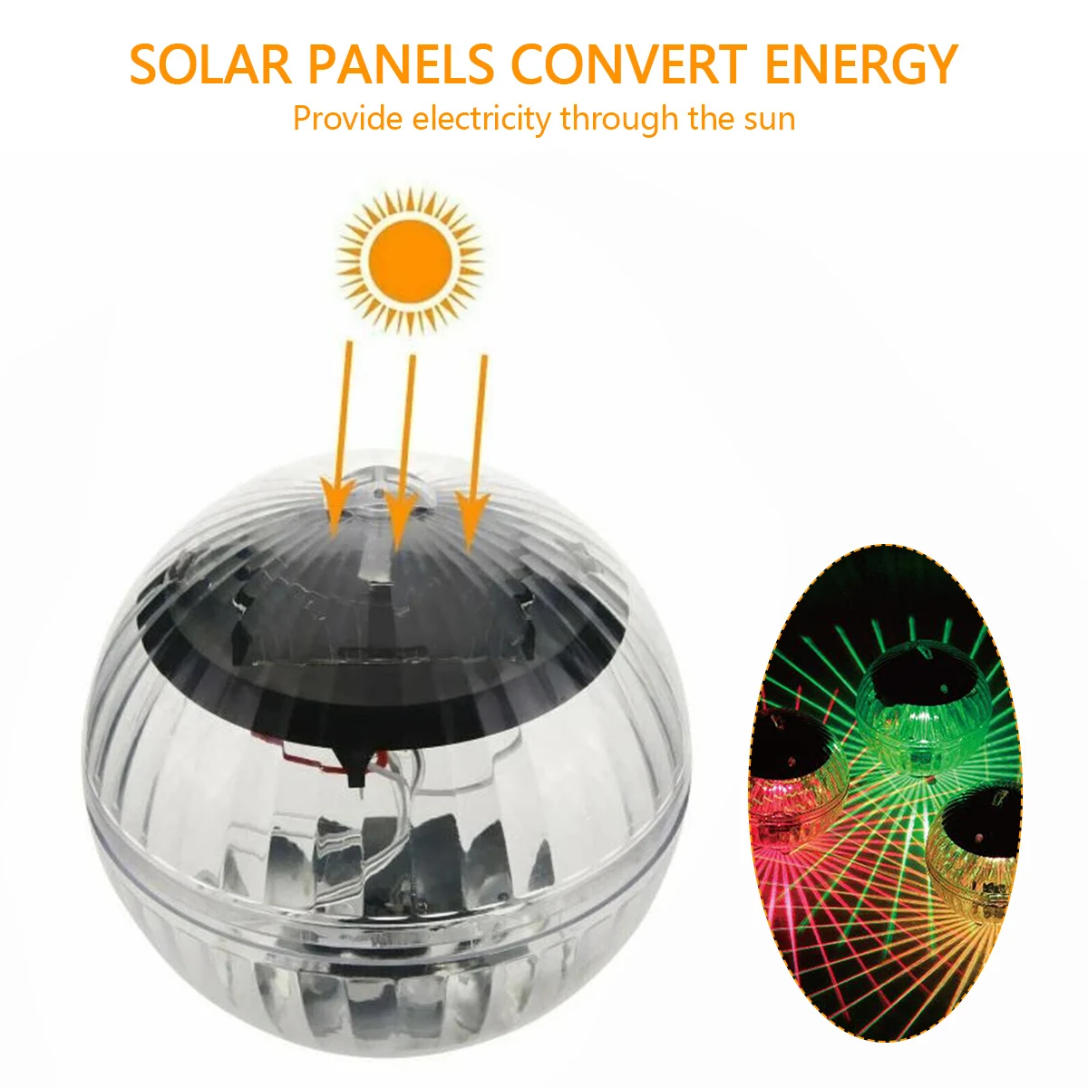 Solar Floating Pool Lights, RGB Color Changing Waterproof Solar Pool Lights Hangable Floating Ball Lights Garden Party Decor