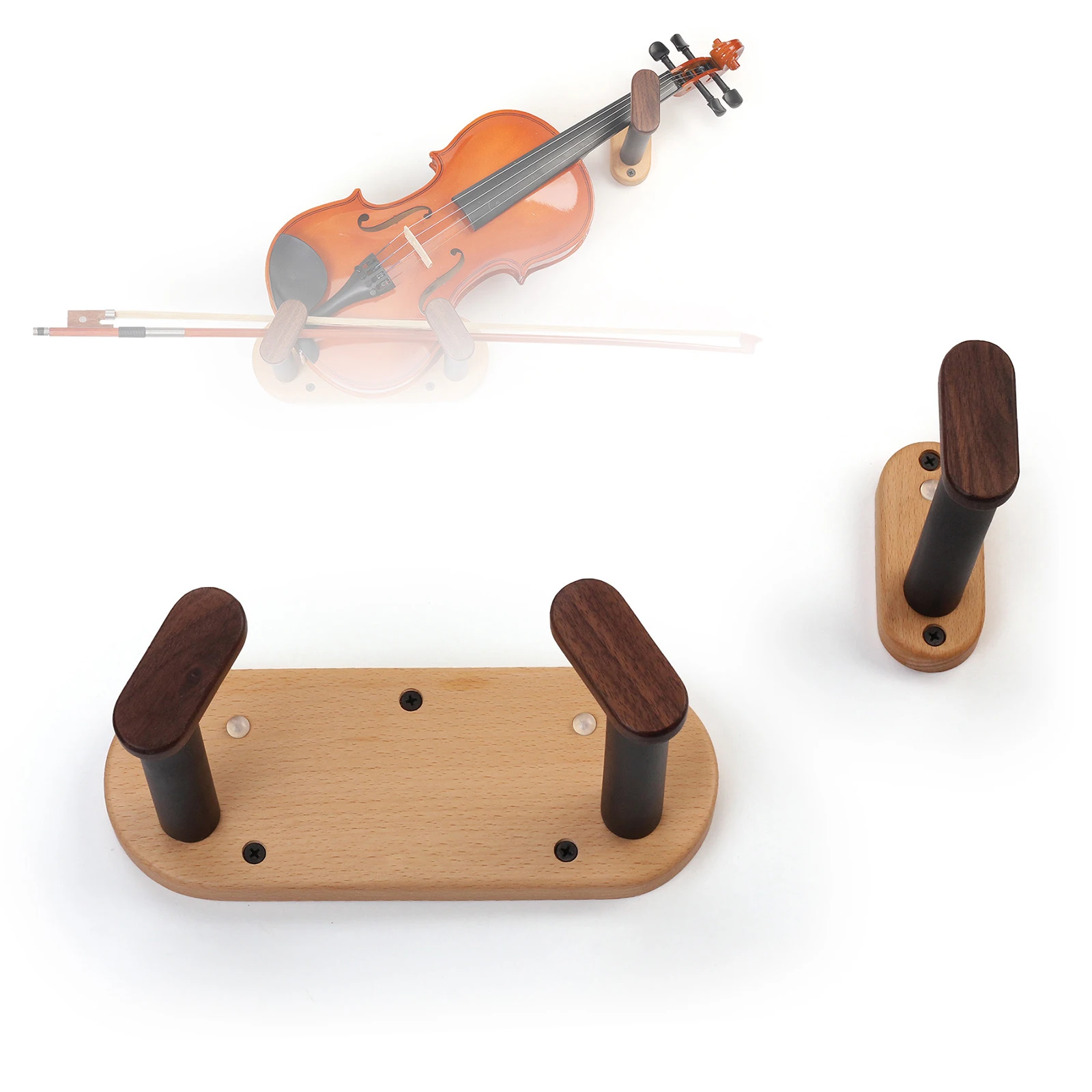 SolidBeech Walnut Wood Split Type Horizontal Guitar Hanger Hook for Violin / Guitar / Bass / Ukulele, Wall Mount Display Holder