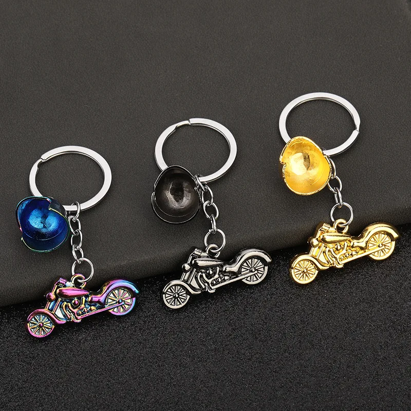 2024 Hot Selling Motorcycle Creative Personality Helmet Keychain Pendant Men's Advertising Metal Keychain Small Gift