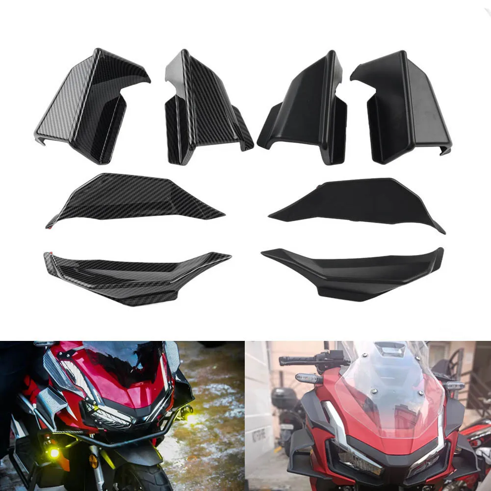 4Pcs Motorcycle Front Side Winglet Spoiler Cover Fairing Matte Black/Carbon Fiber For Honda ADV160 2022 2023 2024