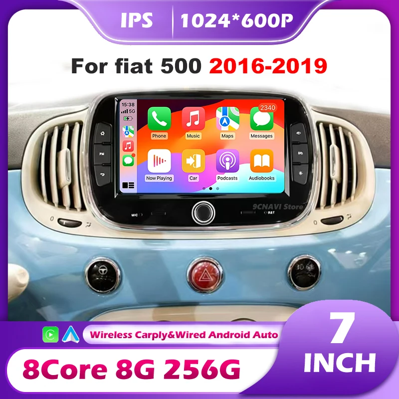 Carplay Android 16 Auto Car Radio For Fiat 500 2016-2019 Car Multimedia Video Player BT Stereo Autoradio GPS Navigation Tools FM