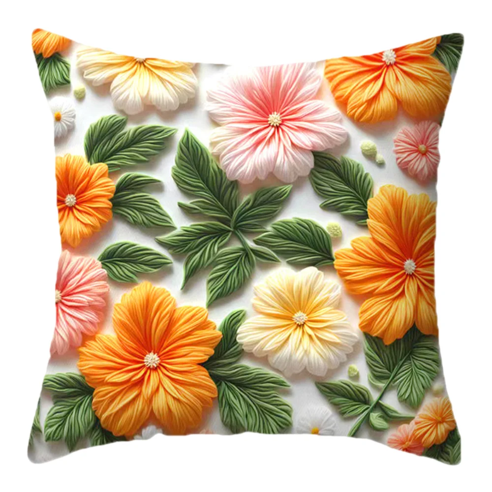 2D Floral Flowers Patters Pillowcase Rose Pattern 45x45cm Sofa Cushion Cover Butterfly Lifelike Pillow Cloth Cover Sofa Decor