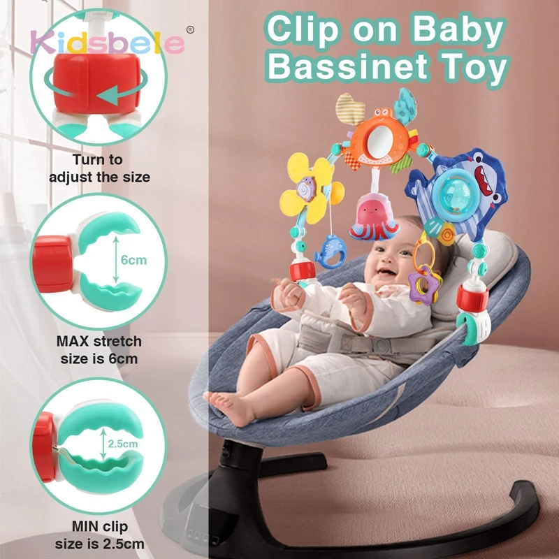 Baby Bouncer Toy Arch with Clip, Interactive Hanging Toys for Rocker Seat, Early Sensory Learning Toy