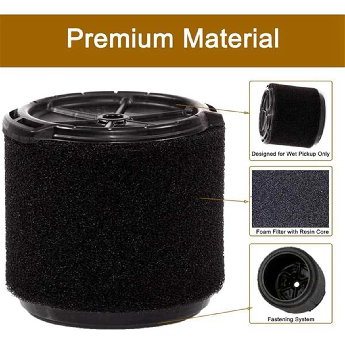 VF3700 Replacement Cartridge Filter Wet Application Only, VF3700 Wet Filter Replacement for RIDGID 3 to 4.5 Gallon