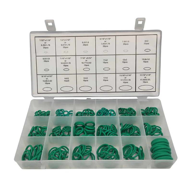 270Pcs Green Sealing Ring Repair Boxed O-Ring Nitrile Rubber Ring Gasket High Pressure High Temperature Rubber Ring