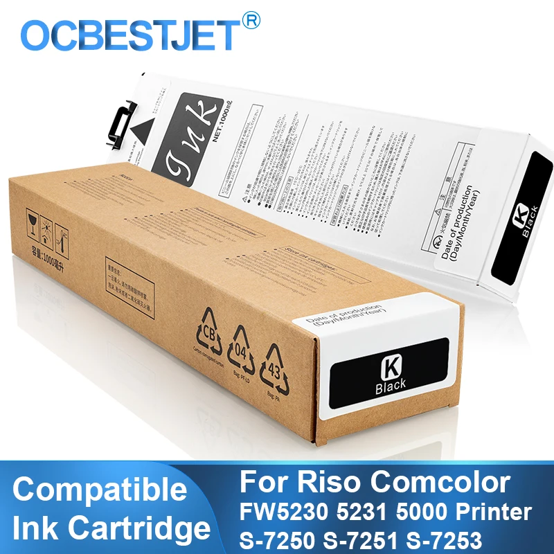 OCBESTJET S-7250 S-7253 Ink Cartridge For Riso Comcolor FW5230 5231 5000 With One Time Chip Compatible Ink Cartridge