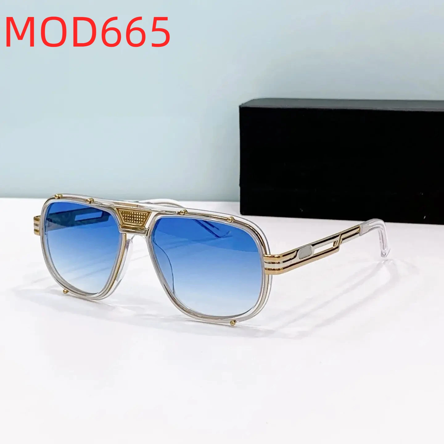 

New Arrival For SK CAZA MOD665 Gradient Blue Lenses UV400 Men Eyewear Top Quality Luxury Alloy+Acetate Frame Women Sunglasses