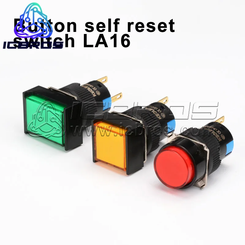 LED Button Switch Sweideer LA16 Self Locking Reset Miniature Circle Power Supply 16mm Silver Contact Push Button Rotary Switch