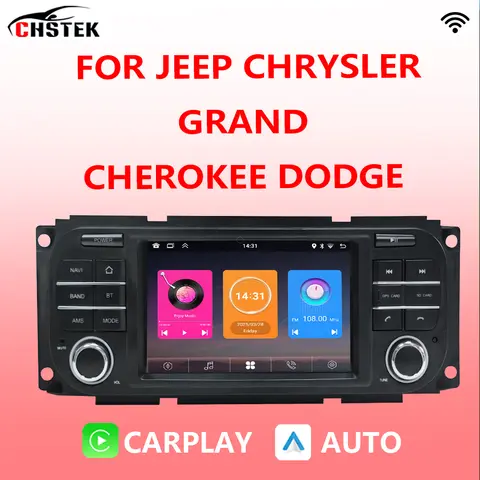 CHSTEK 자동차 라디오 Carplay For Jeep Grand Cherokee Dodge Liberty Wrangler 크라이슬러 안드로이드 WIFI 네비게이션 멀티미디어 무선