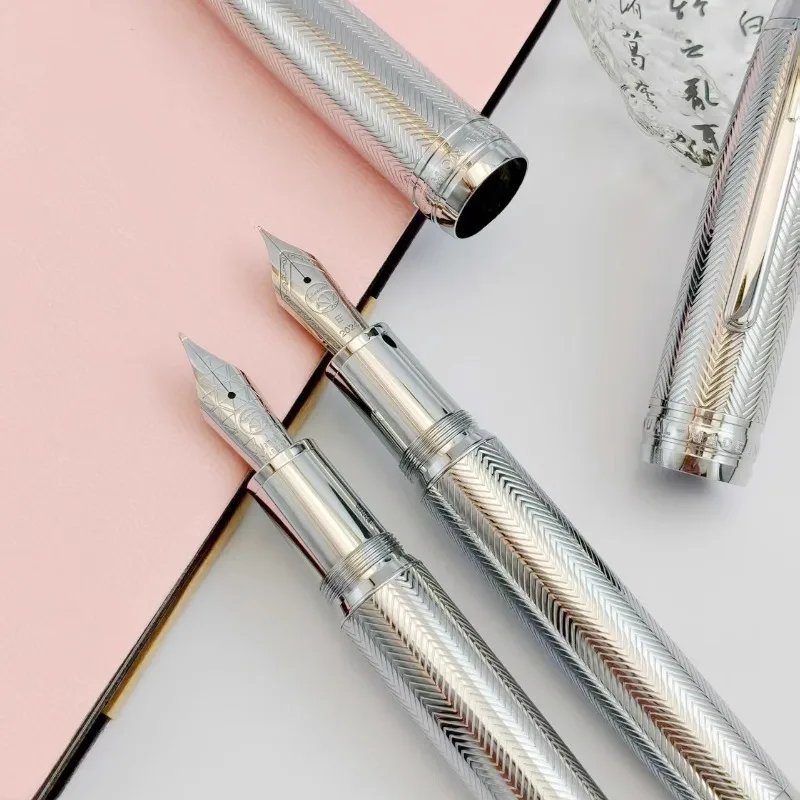 

LEMON M8 Piston Metal Fountain Pen W Pattern Calligraphy Practice Hand-Polished Craftsmanship Stationery School Office Supplies