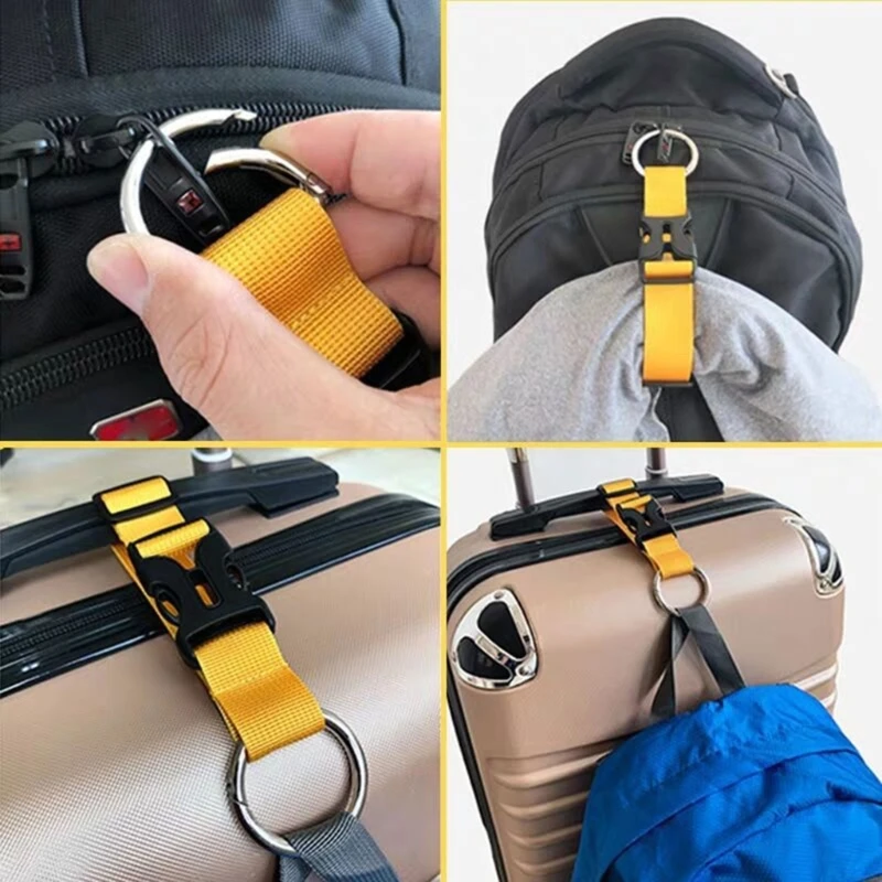 Heavy Duty Add a Bag Luggage Strap Adjustable Coat Holder Gripper Carry on Baggage Suitcase Belt Rings Hook Handbag Clip