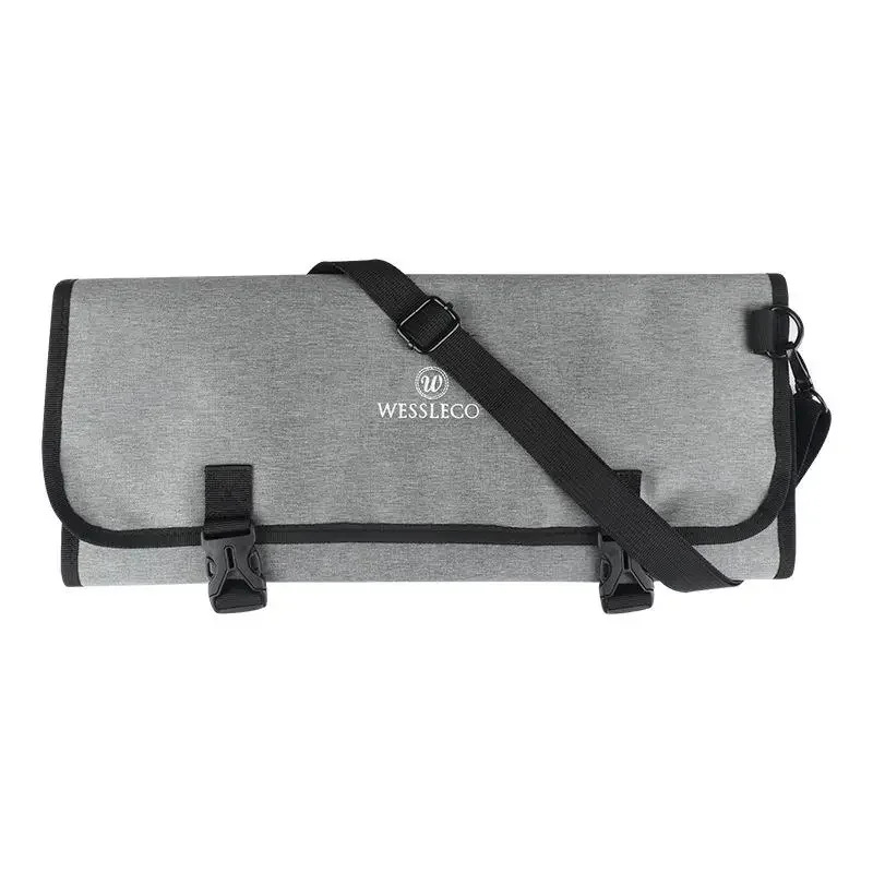 Portable Chef Knife Roll Bag with Adjustable Strap Kitchen Cooking Chef Picnic Camping Barbecue Storage Pockets for Cooking Tool