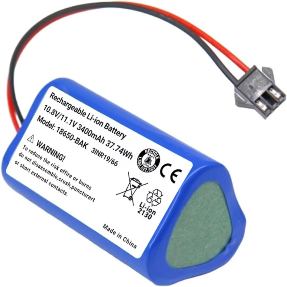 10.8V/11.1V 3400mAh Li-ion Replacement Battery for Vactidy T6/T7/T8 LS001-02 Rechargeable Vacuum Pack.