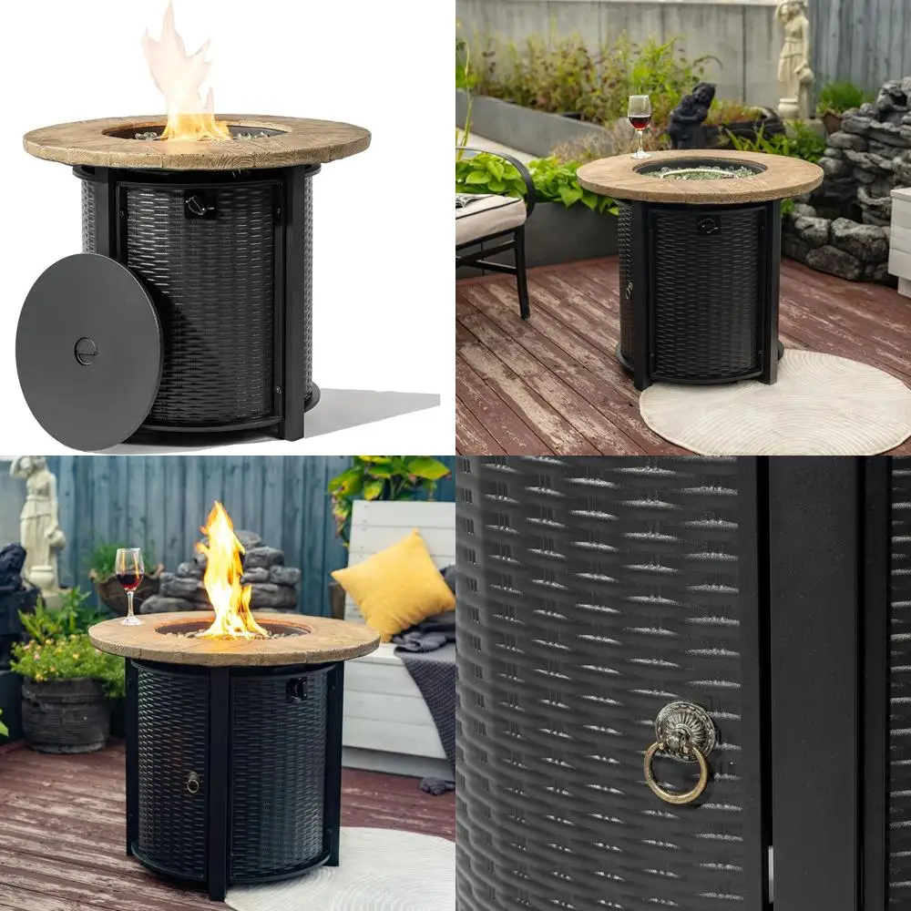 

Стол для газовой ямы на открытом воздухе — 30-дюймовый круглый бетон, сталь 50 000 БТЕ, с крышкой, идеально подходит для добавления тепла и атмосферы на открытом воздухе