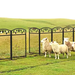 Heavy Metal Dog Playpen, Animal Barrier, Edging Board for In/Outdoor, Decorative Garden Fences with Safety Latch, 5 Panels