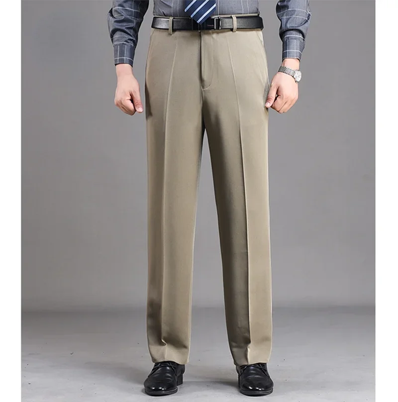 MRMT 2024, pantalones gruesos de lana para hombre, pantalones de traje Formal, pantalones de pierna recta sin hierro para jóvenes de mediana edad, pantalones para hombre