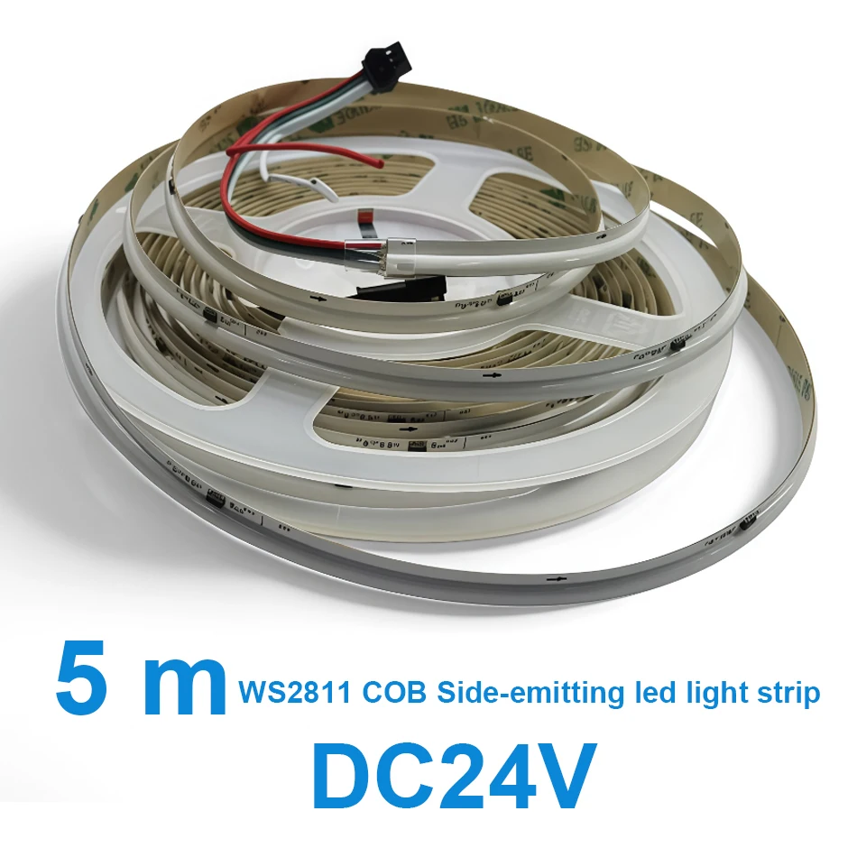 DC24V WS2811 RGBIC Side Emitting Flexible COB LED Strip 630LEDs/m Addressable Dream Color RGB LED Tape Light