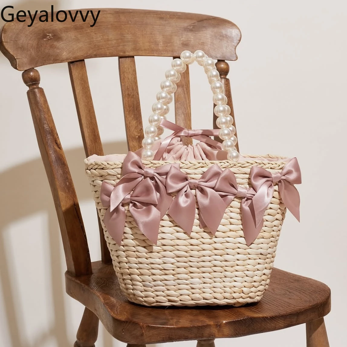 

Handbags for Lady 2025 Japanese Style Women's Bags Summer Natural Corn Husk Woven Vegetable Basket Sweet Cute Casual Handbag