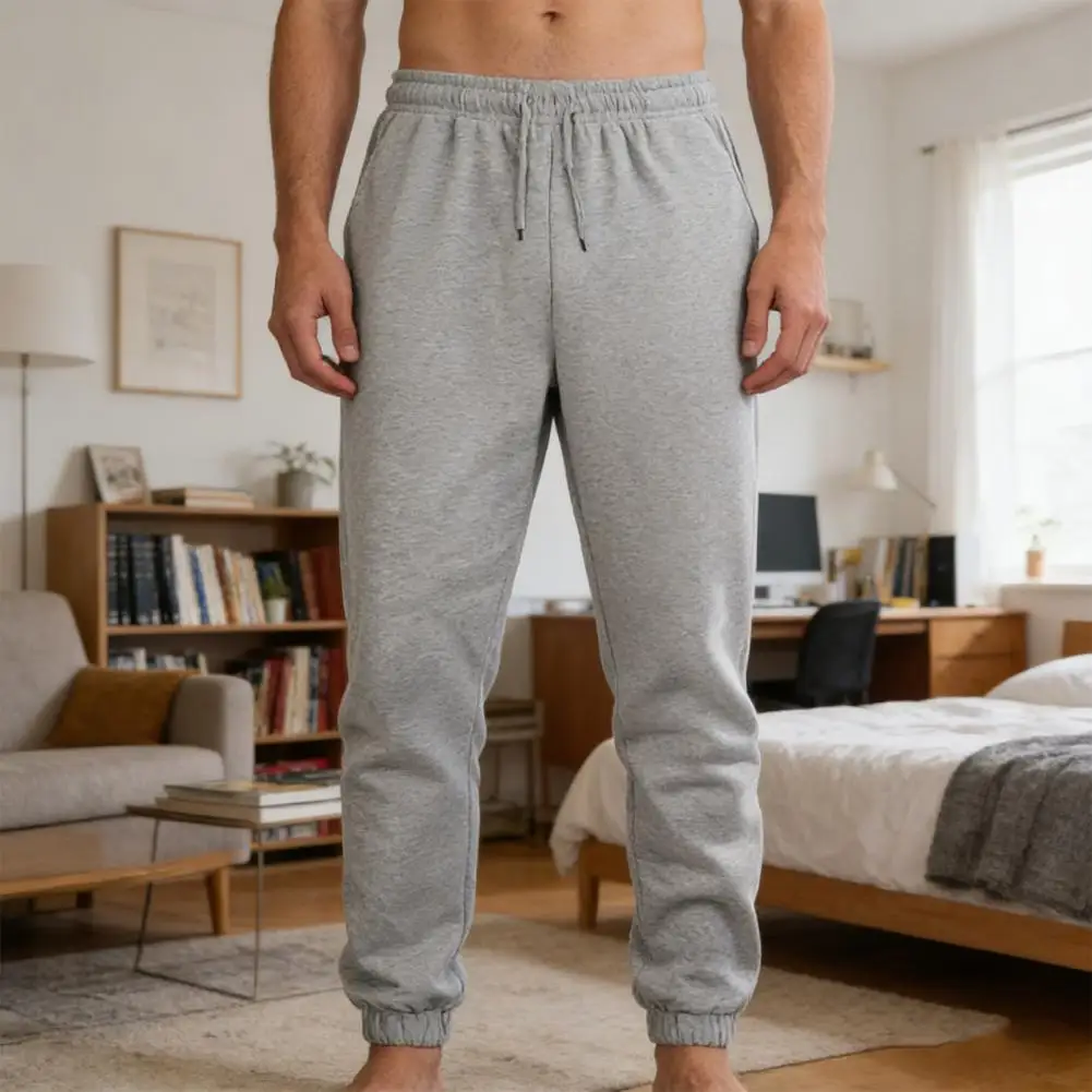 Men Jogger Pants Drawstring Waist Workout Pants Solid Color Sweatpants Athletic Trousers for Gym Running Bodybuilding Outdoor Sp