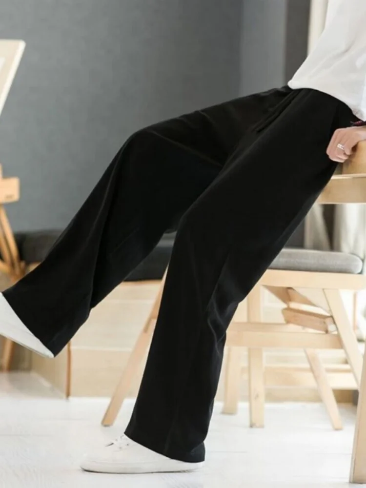 

Men's Summer Lightweight Cotton Linen Wide Leg Pants Breathable Loose Fit Straight Cut Casual Trousers Comfortable Loose Waist