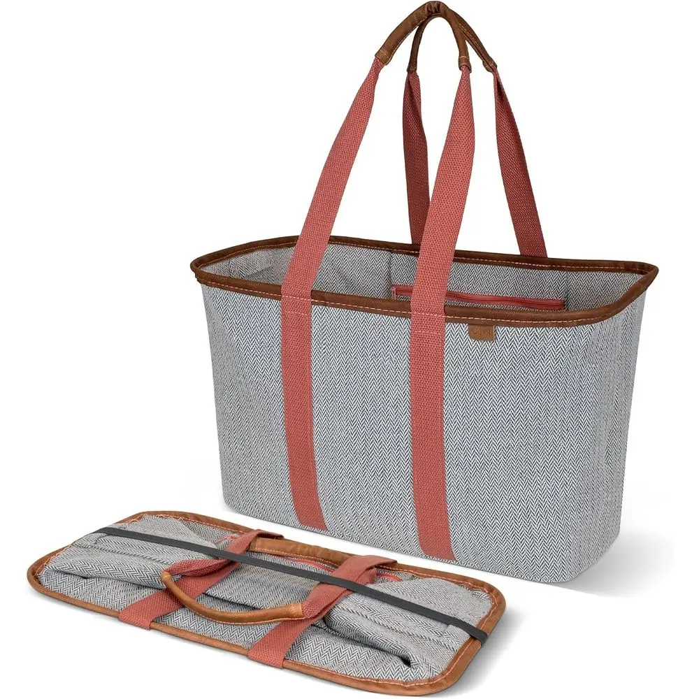 

Сумка-органайзер CleverMade Collapsible LUXE Tote - многоразовая сумка для покупок и хранения с ручками и усиленным дном