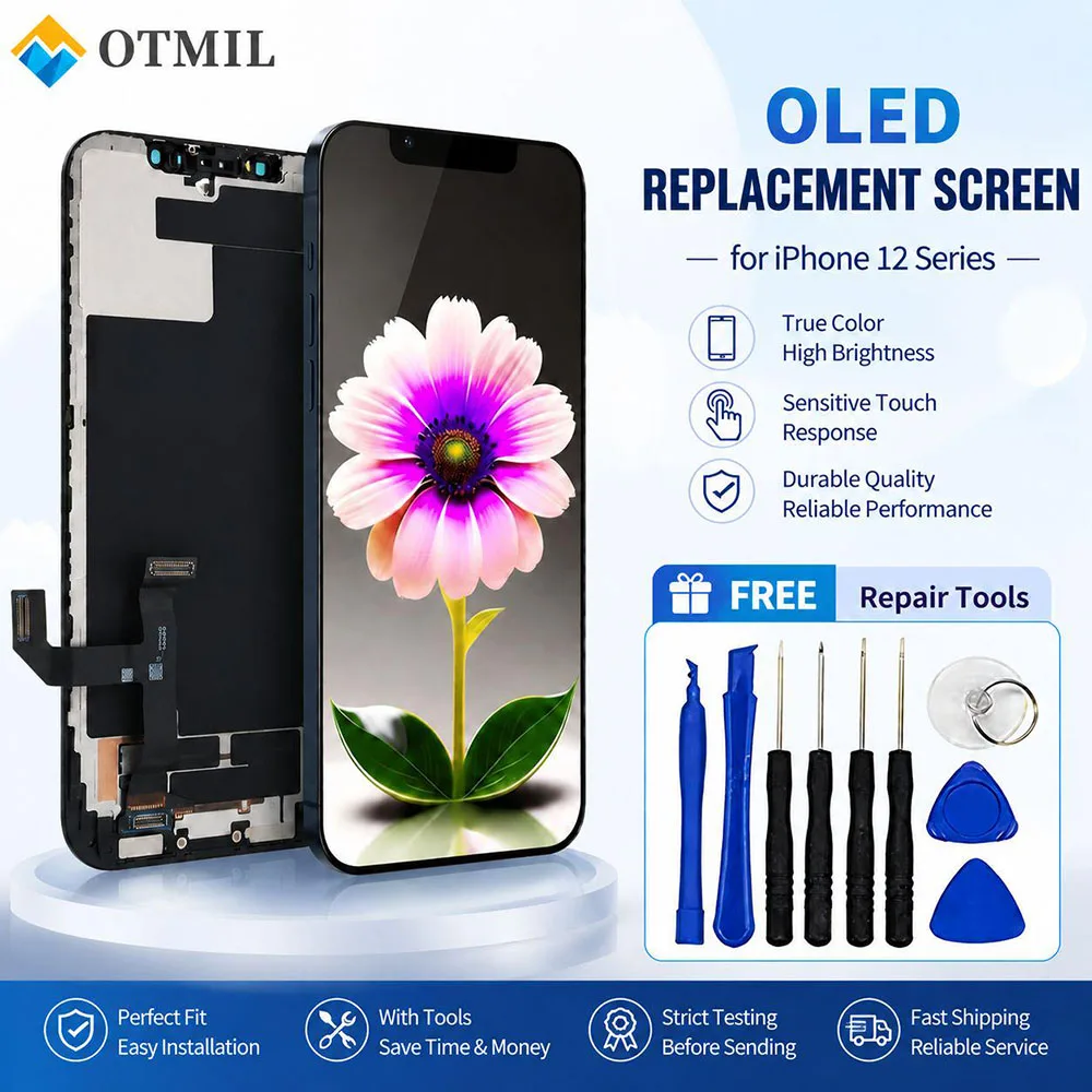 True Authentic OLED Display for iPhone 12 12pro 12 mini 12 pro max  LCD Touch Screen Digitizer Replacement With Tools+ Adhesive