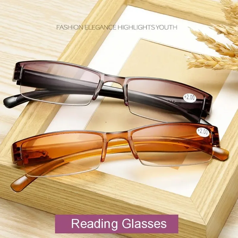 Fashion Reading Glasses Men Women Clear Lens Half Frame Presbyopic Eyewear 1.0 1.5 2.0 2.5 3.0 3.5 4.0 for Reader