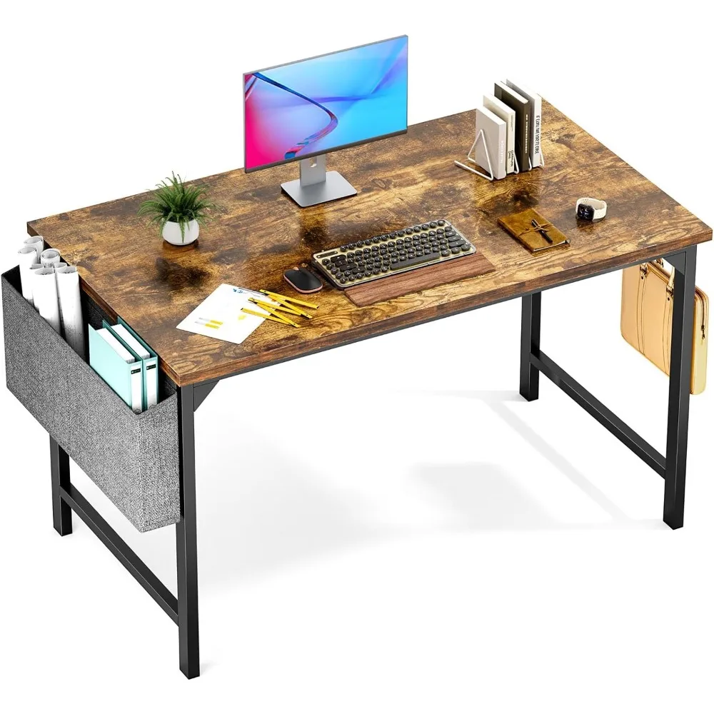 

Computer Small Desk 48 Inch Home Office Writing Study Work Storage Bag Headphone Hooks Simple Modern Wood Kids Student Table