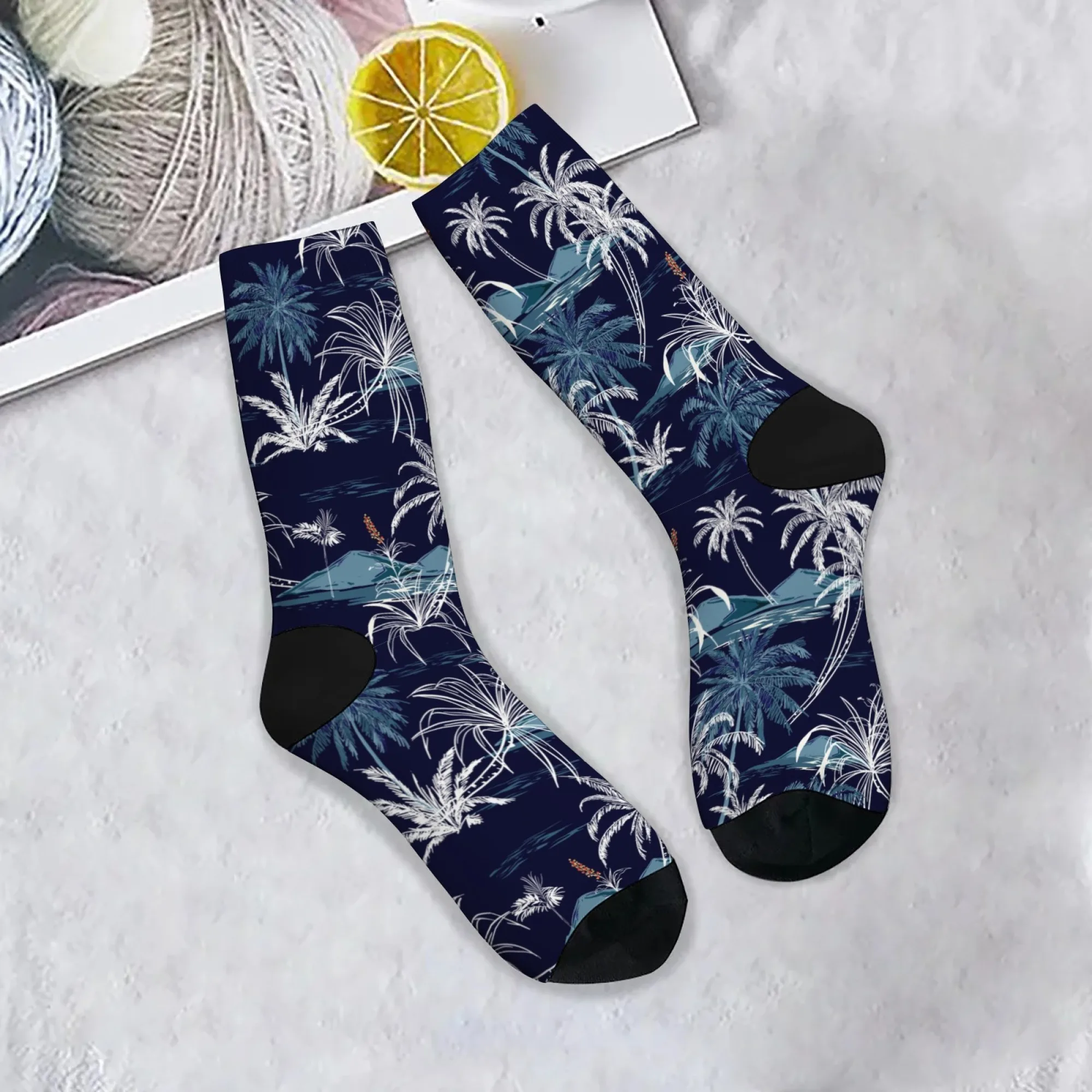 

Novel Funny Men's Socks Tropical Island Print Casual Fashion Socks Retro Street Hip-Hop Happy Socks Outdoor Travel Sports Socks