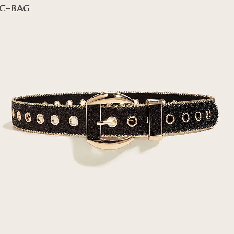 القوطي فاسق حزام المرأة موضة حجر الراين حزام فتاة الزخرفية الجينز حزام عريض روك الرجال النساء حزام الموضة