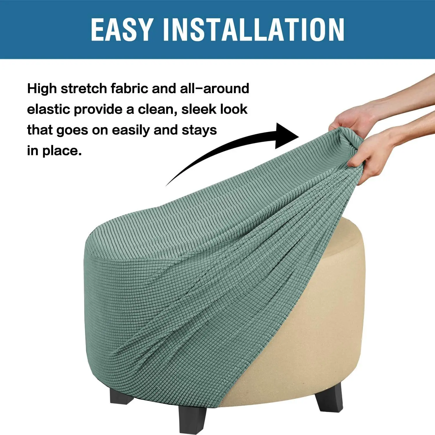 All Inclusive Elastic Round Chair Cover Spandex 360 Degree Footstool Protector Living Room Sofa Round Ottoman Case Protector