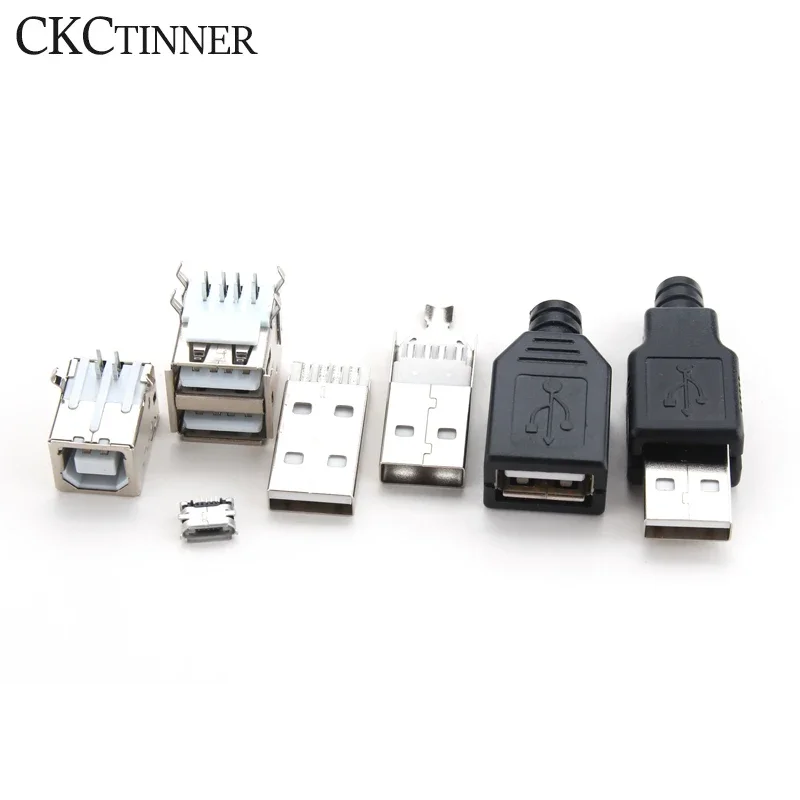 USB 2.0 Interface Female Male Square Mouth MICRO Connector Socket Type A B Patch Straight Bend Straight Needle Welding Wire DIY