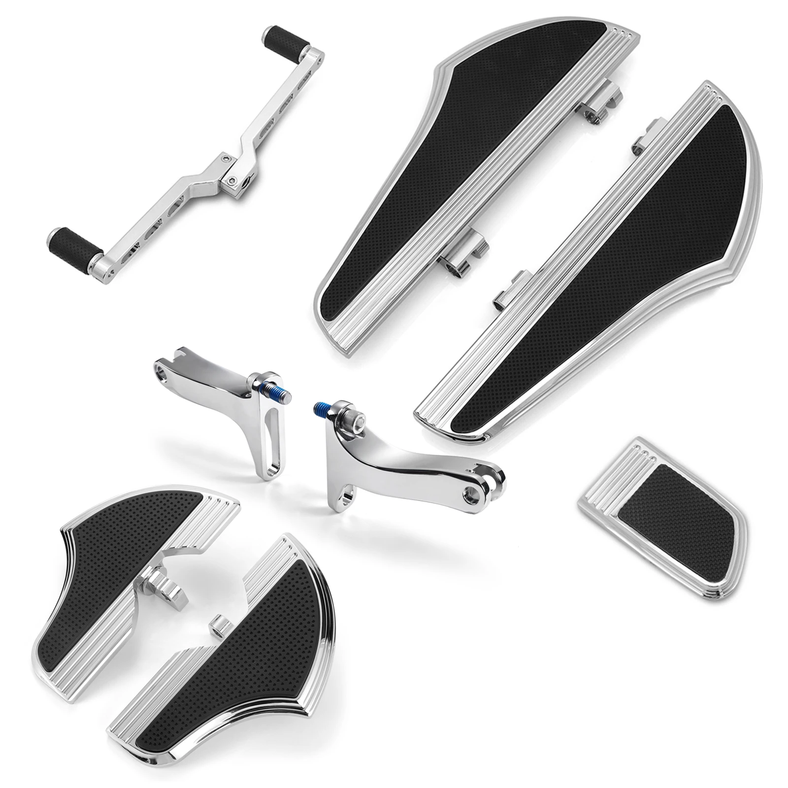 

STLF For 1980-Up Touring FLHX/FLT Chromed Defiance Floorboards W/Heel-Toe Shifters & Rear Pedals 2012-2016 Dyna Switchbac