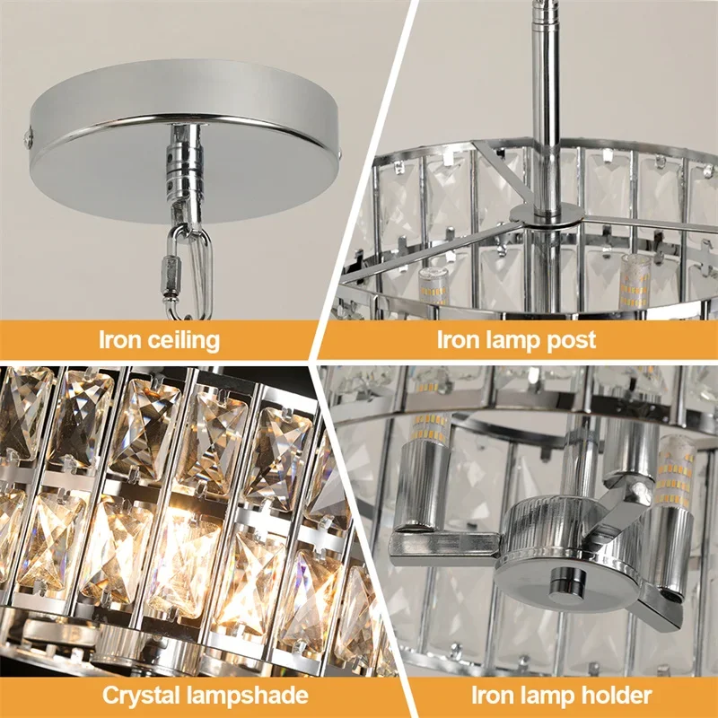 VETRULUS Moderne K9 Kristall Anhänger Licht Nordic Kronleuchter Schlafzimmer Hängen Lampe Retro Luxus Küche Esstisch Plafon Decke – Detail 20