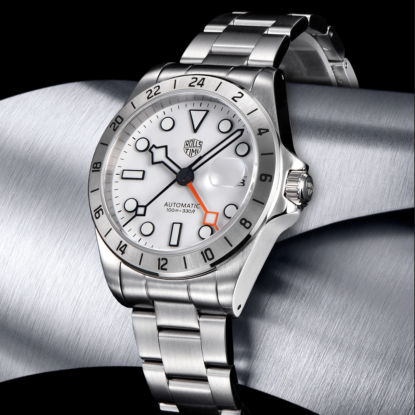 ساعة رولز تيمي أوتوماتيكية للرجال GMT NH34 ستانلس ستيل ميكانيكية مقاومة للماء للرجال تاريخ تلقائي ساعة بمينا ياقوت #1