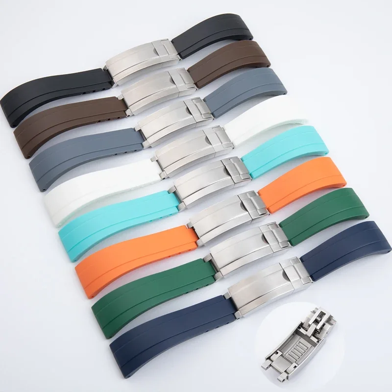 Quality Nature Rubber Watchband 20/21mm For Rolex Strap For DAYTONA SUBMARINER GMT Yacht-Master OYSTERFLEX Glidelock Colorful