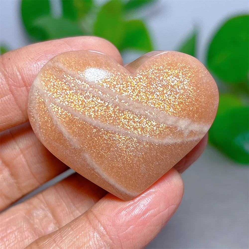 Orange Moon With Gold Sun Heart Crystal Natural Stone Quartz Minerals Home Decoritems Reiki Gifts Energy Healing Luck Love
