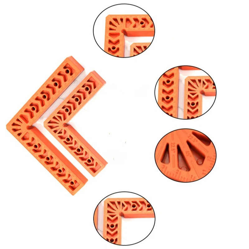 مجموعتان من قفل 3/4/6 بوصة وفتحة دائرية مساطر تحديد المواقع بزاوية قائمة 90 درجة على شكل حرف L مسطرة تحديد النجارة