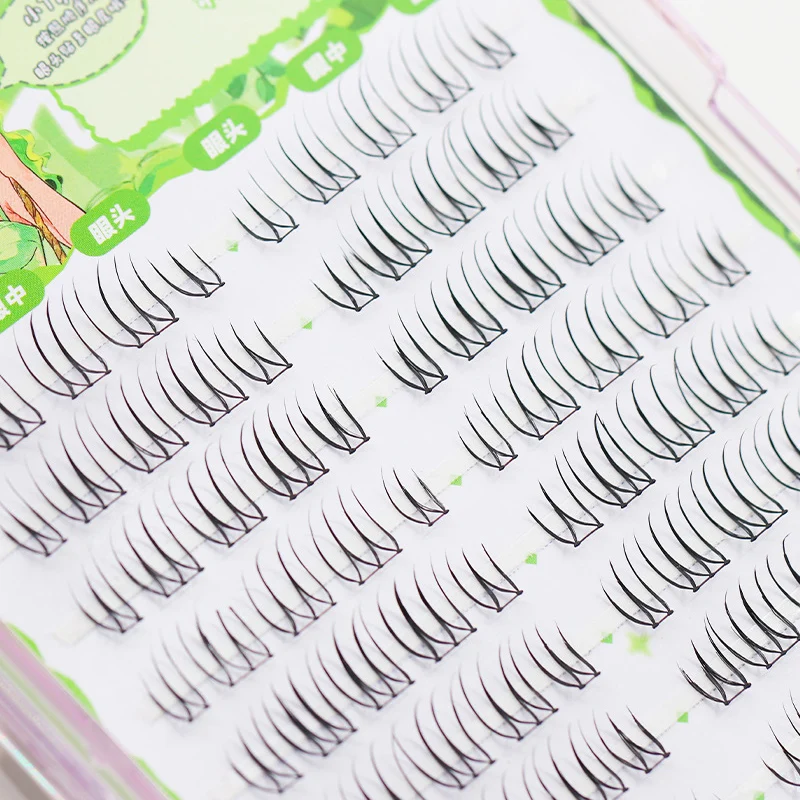 رموش صناعية مجزأة على شكل حرف U رموش K-pop الكورية مجموعات فردية طبيعية ، رموش مانغا ذات سعة كبيرة يمكنك صنعها بنفسك