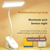 LED Desk Lamp With Clip 360° Flexible Eye Care Study Lamp Rechargeable For Student Dormitory Desk Reading Bedside Indoor Lights